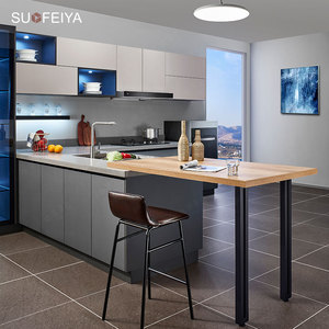 Sofeyia Ensemble d'armoires de <span class=keywords><strong>cuisine</strong></span> italiennes haut de gamme en mélamine Knock Robinet complet en résine stratifiée et marbre artificiel - Product Image 3