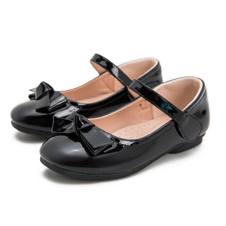 Factory Price Children Black Leather Shoes Girls Princess Shoes Little Girls Soft-soled Shoes