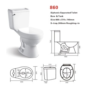 WC Moderno in Ceramica Bianca a <span class=keywords><strong>Pavimento</strong></span>, Due Pezzi, Allungato, con Scarico a Doppio Flusso Sifonico S-Trap <span class=keywords><strong>per</strong></span> Hotel - Product Image 2