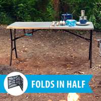 Table pliante de 1,5 mètre, portable, pour intérieur/extérieur, idéale pour le camping, les événements, les pique-niques, les dîners, la plage, couleur gris