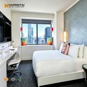 Juego de Muebles de Madera Ecológicos y Duraderos de Estilo Geométrico Moderno para Hoteles Comerciales, Uso en Apartamentos, Cama Tapizada para Habitación Completa - Product Image 1