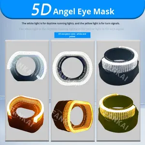 Couvre-phare LED de forme carrée avec design intégré Angel Eyes 5D, clignotant bicolore blanc jaune, 2,5/3 pouces - Product Image 3