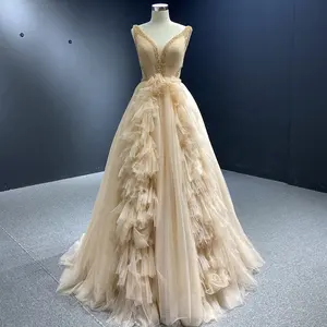 Rsm67383 Braut Goldenes Kleid Mode Damen Abendkleid Luxus Host Kleid L Spitze Damen Hochzeit