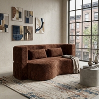 Stilvolles Braunes Flauschiges Modulares Schlafsofa Komfortables Pelziges Tagesbett für Kreativstudios und Moderne Wohnungen