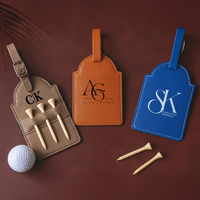 Personalisierter Blanko-Lasergravierbarer Kunstleder-Golftag mit Tee-Halter, Großhandel Individuell Gravierte Golfbag-Tags, Geschenk für Trauzeugen
