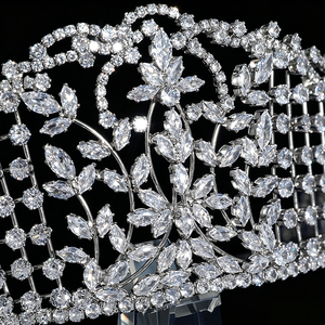 Fascia per capelli con corona <span class=keywords><strong>di</strong></span> zirconi <span class=keywords><strong>di</strong></span> alta qualità, tiare da sposa con zirconi trasparenti <span class=keywords><strong>di</strong></span> prima qualità, capolavoro per ballo <span class=keywords><strong>di</strong></span> fine anno, copricapo da regina, all'ingrosso - Product Image 5