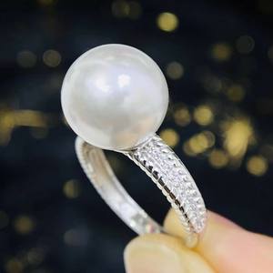 10600 Accesorios de Perlas DIY, Soporte para Anillo de Plata S925 con Cuentas Redondas de 8-10 mm, Anillo de Moda con Perlas Sueltas - Product Image 4