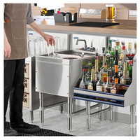 Station de cocktails en acier inoxydable de qualité commerciale avec réfrigérateur et évier, table de mélange multifonctionnelle
