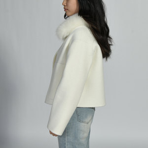 Cappotto invernale a maniche lunghe con cerniera sottile morbido e spesso ingrosso cappotto di lusso in lana <span class=keywords><strong>Cashmere</strong></span> a doppia faccia pelliccia di volpe da <span class=keywords><strong>donna</strong></span> - Product Image 2