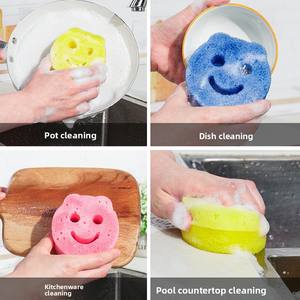 Éponge <span class=keywords><strong>de</strong></span> nettoyage créative <span class=keywords><strong>en</strong></span> <span class=keywords><strong>forme</strong></span> <span class=keywords><strong>de</strong></span> visage souriant, imitation loofah, tampon à récurer, pour vaisselle et cuisine, éponge carrée alvéolée - Product Image 4