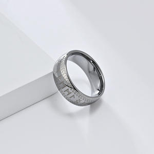 Anillo de runas vikingas Vintage con borde cruzado, alfabeto rúnico nórdico minimalista, banda de carburo de tungsteno de 8MM, joyería pagana Medieval Unisex - Product Image 5