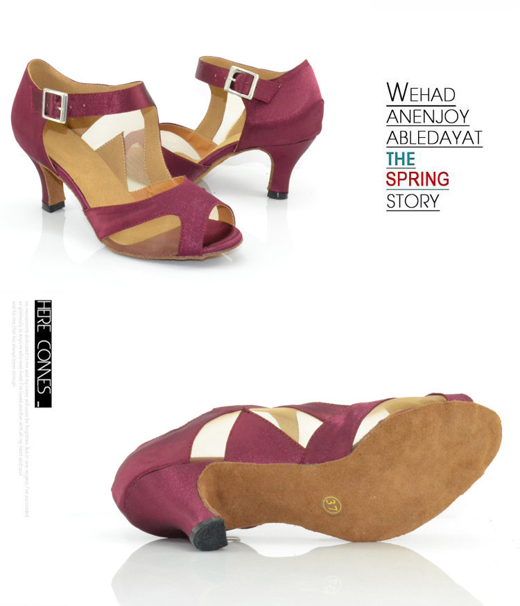 Fashion Women Shoes Lady Shoes Silk Satin High Heeled Jazz Ballroom Dance Sandals