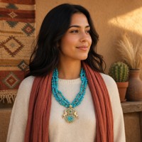 Collier ethnique en turquoise plaqué or 24 carats, avec perles et double relief cheval, pendentif multi-brins en pierre pour femme