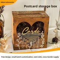 Boîte de rangement créative en bois découpée au laser pour cartes postales, cartes de vœux et cartes de signature de banquet de mariage, design assemblé