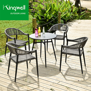 Mobilier d'extérieur, ensemble de terrasse en aluminium, <span class=keywords><strong>table</strong></span> de jardin en métal et 4 chaises longues pour café - Product Image 3