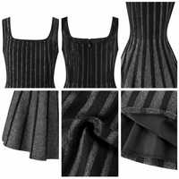 Robe Courte Tricotée Rayée Femme Sans Manches Col A Coupe Trapèze Style Vintage Haute Qualité Automne 2026