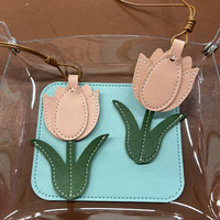 Porte-clés créatif en cuir en forme de tulipe, pendentif floral fait main pour sac, accessoire décoratif pour sac, clé, portefeuille, cadeau
