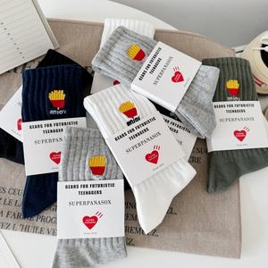 <span class=keywords><strong>Chaussettes</strong></span> tendance pour hommes et femmes, style streetwear, skateboard, sport, frites, mi-mollet, en coton - Product Image 2