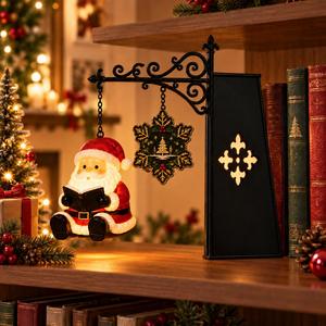 Xmas Holiday Decor Color Changing <b>Battery</b> <b>Operated</b> Santa Snowman Reindeer Christmas <b>Led</b> Bookshelf Decorative <b>Lights</b> - Product Image 1