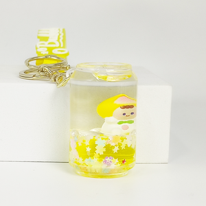 Llavero de acrílico flotante con diseño de dibujos animados de bebé durazno amarillo, con purpurina líquida, para <span class=keywords><strong>mochila</strong></span>/bolso/coche, bonito - Product Image 4