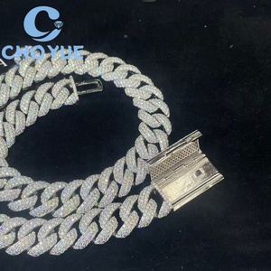 Fashion 925 Silver Moissanite Necklaces 18MM 3 Rows Cuban Link <b>Chain</b> for Men Hip Hop <b>Iced</b> <b>Out</b> Jewelry Pass Diamond Tester GRA - Product Image 4
