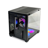 MANMU OEM Black Gamer CPU Desktop Mid Tower Aluminum Alloy Steel Transparent Side Panel Window Computer Case MicroATX 5