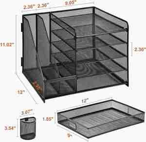 5-Tier Metal Mesh Desk Organizer Paper <b>Tray</b> <b>File</b> and Pen Holder Accessory for Office Workspace Organization - Product Image 2