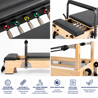 Mesin Pilates Reformer Lipat Aluminium Kayu Oak Maple, Core Bed Tahan Lama dan Portabel untuk Rumah & Studio Yoga