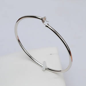 Bracelet simple en argent S925 fait main, bracelet à double perle pour femmes, bracelet à perles tendance avec accessoires de support vides - Product Image 2