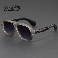 Lunettes de soleil surdimensionnées rétro en acétate avec logo personnalisé, style pilote à double barre, pour hommes, tendance, protection UV400, pour sports de plein air