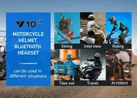 Casque de moto sans fil Y10-2X BT5.3 avec interphone, étanche, portée 300 m, haut-parleur et écouteurs