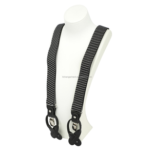 Bretelles pour <span class=keywords><strong>homme</strong></span> en microfibre avec boutons et clips en cuir noir, robustes, pour <span class=keywords><strong>mariage</strong></span>, coffret cadeau - Product Image 2
