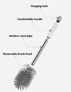 Toilet <b>Brush</b> <b>Long</b> <b>Handle</b> PP Silicone Household No Dead-end Wash Cleaning Base Set - Product Image 5