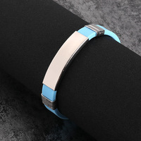 Bracelet en acier inoxydable gravé MECYLIFE avec bande en silicone souple et nom gravé