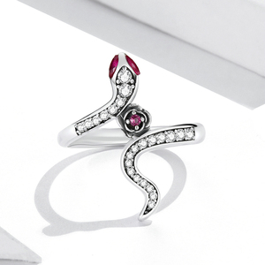 Nuovo stile Vintage 925 argento Sterling <span class=keywords><strong>serpente</strong></span> e pietra preziosa rosa <span class=keywords><strong>anello</strong></span> in argento Fine rodio placcato S925 gioielli in argento <span class=keywords><strong>con</strong></span> cornice - Product Image 3