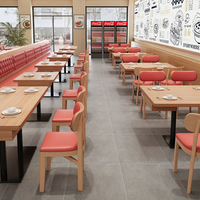 Table de banquet en bois et cuir PU personnalisable en forme de L pour 6 personnes, table de salle à manger commerciale, hôtel, école, banquette murale, canapé moderne et durable