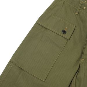 Pantalon cargo taille haute à jambe large avec braguette boutonnée, 100% coton sergé, motif chevrons Marine Corps, vente en gros - Product Image 6