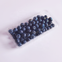 Boîte d'emballage de myrtilles 250g en PET recyclé, directement de l'usine, pour fruits frais, conteneur à clapet pour myrtilles