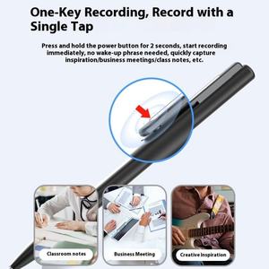 Microphone dynamique cardioïde portable en forme de stylo, professionnel, haute définition, avec suppression du bruit IA, enregistreur vocal à un bouton - Product Image 4