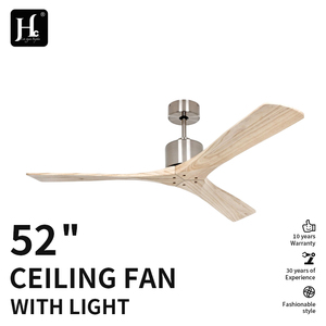 Ventilador de techo de madera maciza con acabado en níquel cepillado y cromo de lujo, de 52 pulgadas y con 3 aspas. - Product Image 2