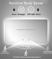 Luxury Custom Size Antifog Frameless Illuminated Bathroom Mirror Wall Mounted Smart Led Mirror With Time Display