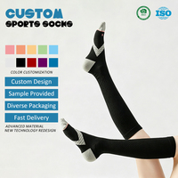 Chaussettes de compression montantes pour femmes, amincissantes, en nylon éponge, respirantes, anti-humidité, anti-odeur, à bout sans couture, pour la course à pied