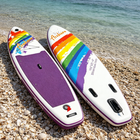 Planche à pagaie gonflable très prisée, motif coloré esthétique, pour sports nautiques en famille, portable, 3 ailerons, essentiel pour les voyages en couple