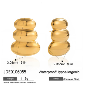 J & D Minimalista 18K Oro Acero Inoxidable Joyería Clásico Declaración Pulido 3 Capas Pendiente - Product Image 6