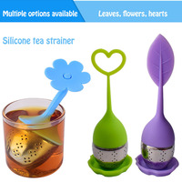 Teh kreatif Infuser 304 baja tahan karat dan silikon dengan siluet hati daun bunga untuk Penggunaan dapur longgar teh