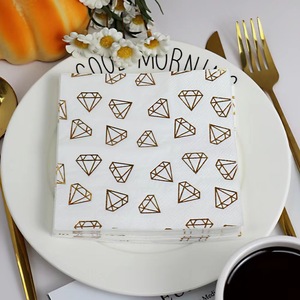 Gold Stamped Diamond Pattern Paper Napkins 330x330mm Disposable For Wedding Birthday Anniversary Parties - Product Image 4
