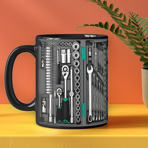 Tasse en grès céramique artisanale à motif d'outils de réparation, écologique, non toxique, couleur personnalisée, cadeau d'<span class=keywords><strong>anniversaire</strong></span> pour le père - Product Image 5