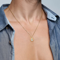 Pendentif Saint Michel Archange en laiton gravable sur mesure, plaqué or 14 carats, bicolore, rond, amulette religieuse, collier pour homme