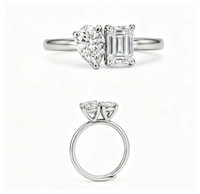 Bague d'anniversaire de haute qualité en argent sterling 925 avec deux pierres de 3,5 carats, taille poire et émeraude