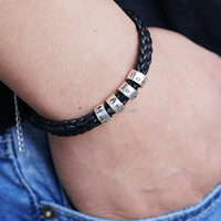 Bracelet en acier inoxydable tressé personnalisé avec nom et date, bracelet pour homme, bijoux inspirants, cadeau motivant pour homme